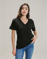 Playera Manga Corta Cuello V,NEGRO